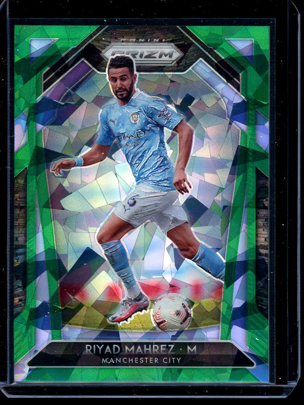 Riyad Mahrez 2020-21 Panini Prizm Premier League Green Cracked Ice 09/49