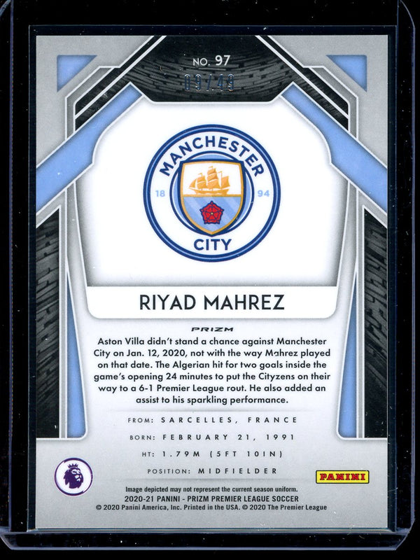 Riyad Mahrez 2020-21 Panini Prizm Premier League Green Cracked Ice 09/49