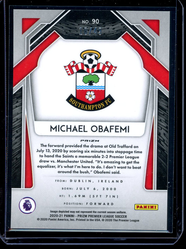 Michael Obafemi 2020-21 Panini Prizm Premier League Green Cracked Ice 10/49