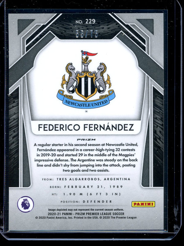 Federico Fernandez 2020-21 Panini Prizm Premier League Blue Cracked Ice 55/75