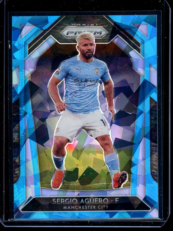 Sergio Aguero 2020-21 Panini Prizm Premier League Blue Cracked Ice 50/75