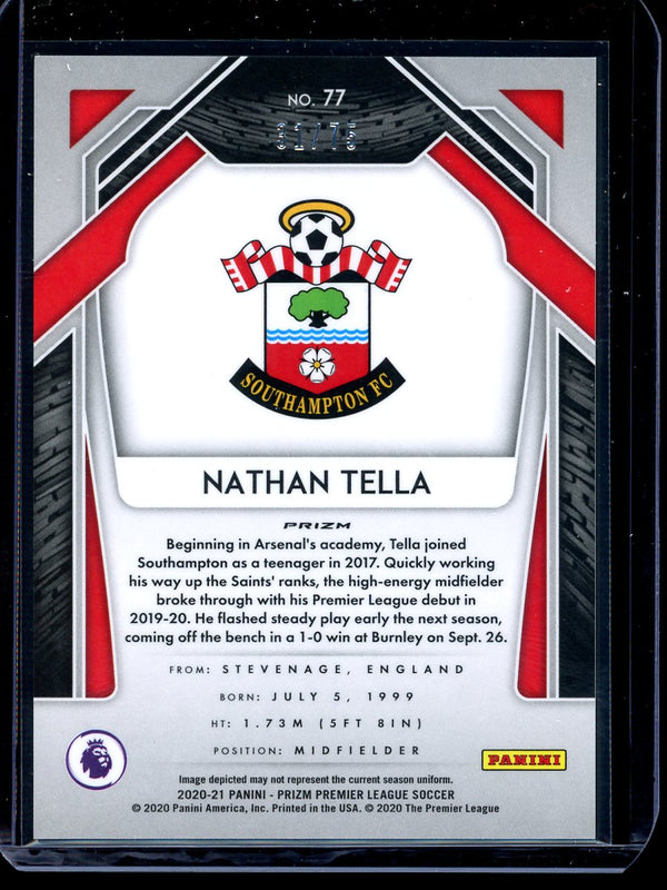 Nathan Tella 2020-21 Panini Prizm Premier League Blue Cracked Ice RC 31/75