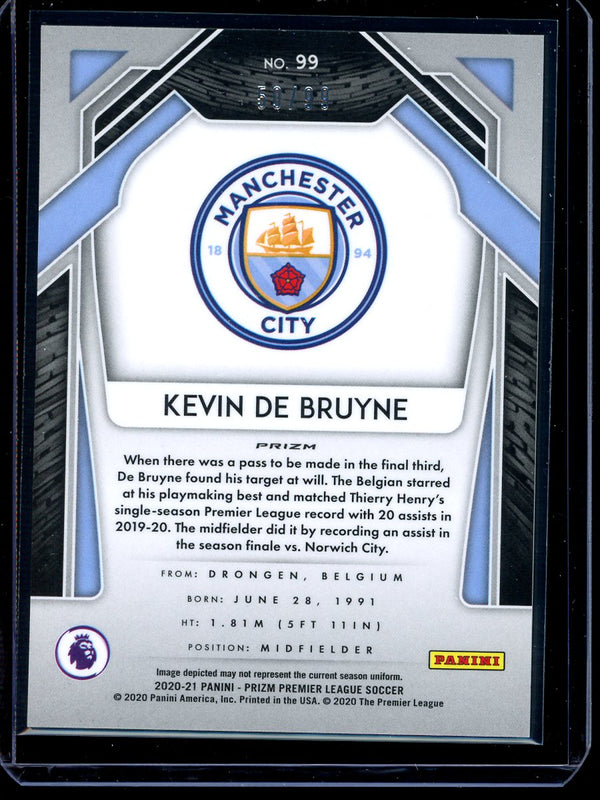 Kevin De Bruyne 2020-21 Panini Prizm Premier League Purple Prizm 59/99