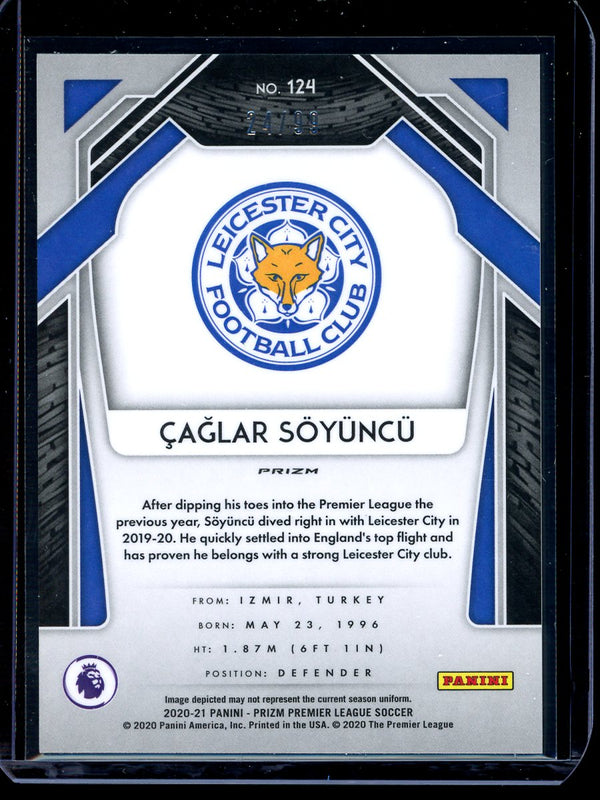 Caglar Soyuncu 2020-21 Panini Prizm Premier League Purple Prizm 24/99