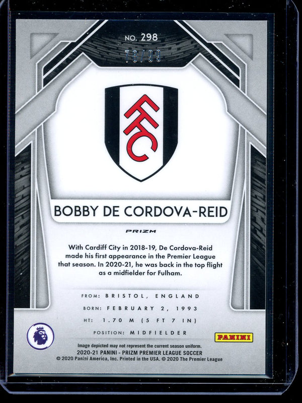 Bobby De Cordova-Reid 2020-21 Panini Prizm Premier League Purple Prizm 78/99