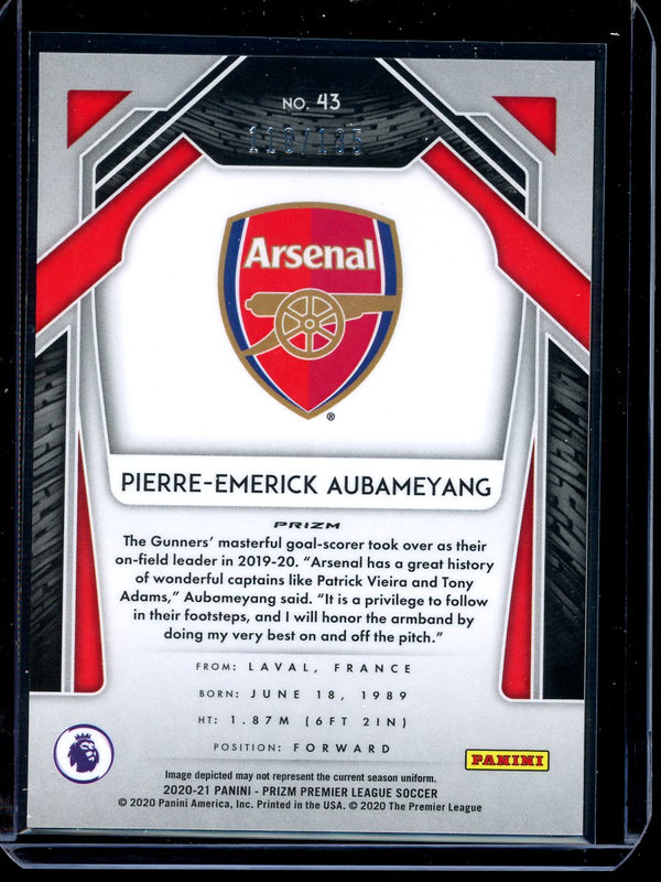 Pierre-Emerick Aubameyang 2020-21 Panini Prizm Premier League Red Mojo 118/135