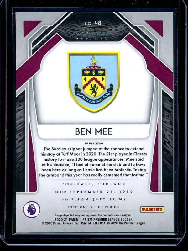 Ben Mee 2020-21 Panini Prizm Premier League Red Mojo 106/135