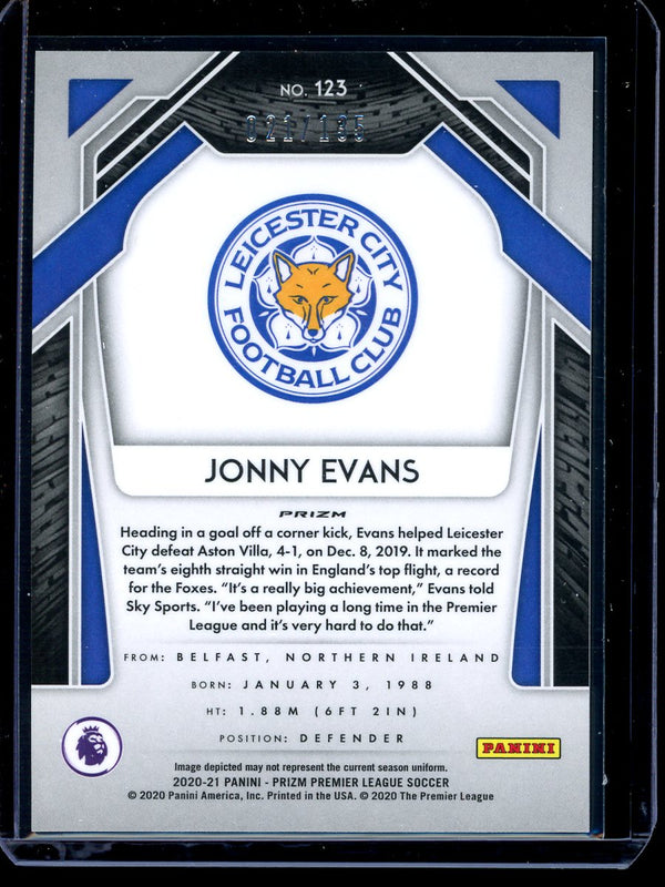 Jonny Evans 2020-21 Panini Prizm Premier League Red Mojo 021/135