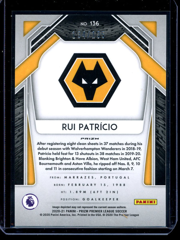 Rui Patricio 2020-21 Panini Prizm Premier League Red Mojo 134/135