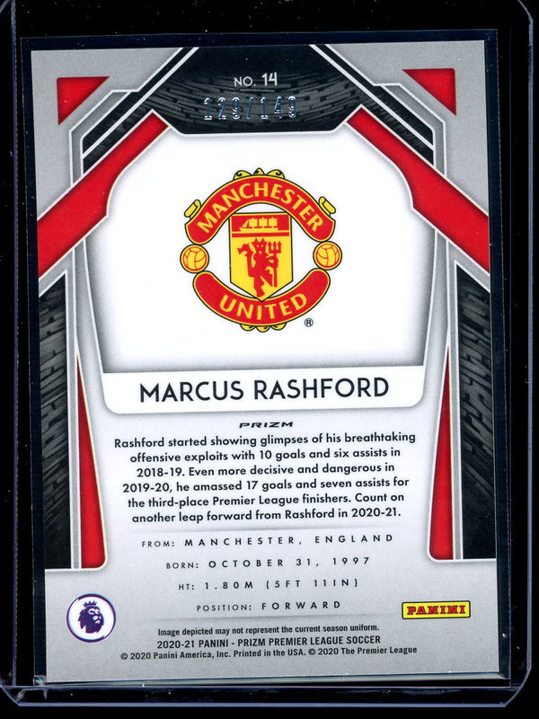 Marcus Rashford 2020-21 Panini Prizm Premier League Red Prizm 129/149