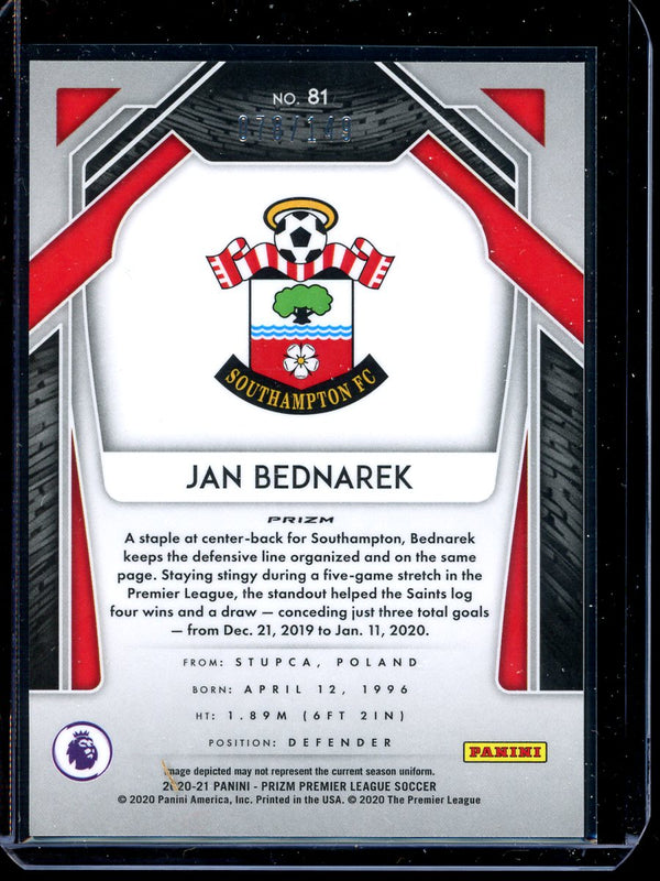 Jan Bednarek 2020-21 Panini Prizm Premier League Red Prizm 078/149