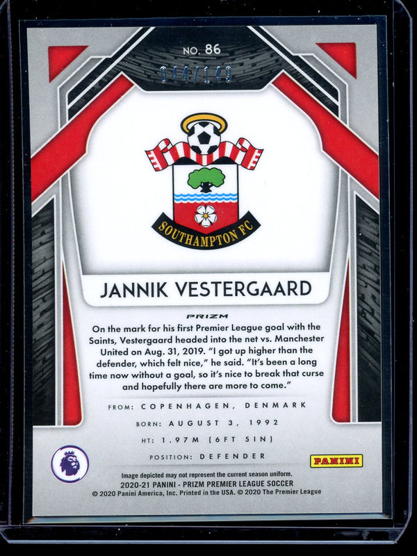 Jannik Vestergaard 2020-21 Panini Prizm Premier League Red Prizm 044/149