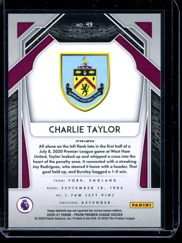 Charlie Taylor 2020-21 Panini Prizm Premier League Blue Prizm 015/199