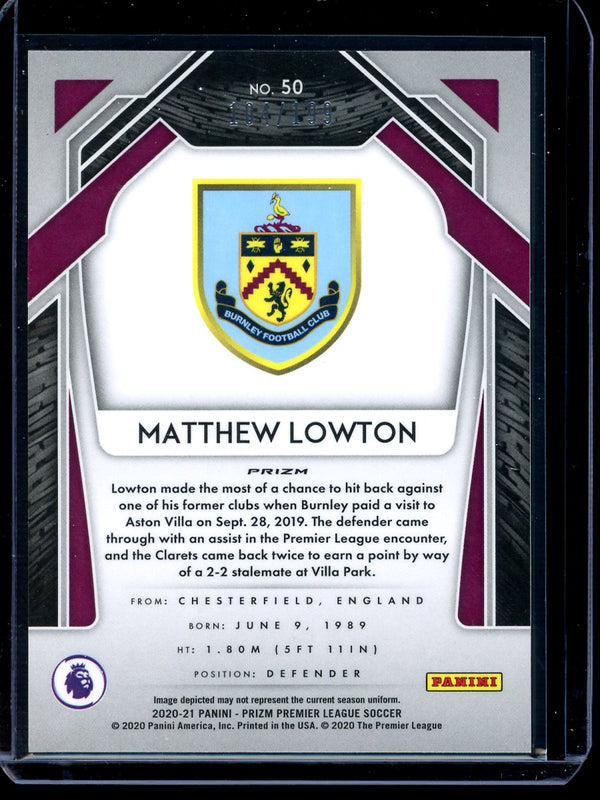 Matthew Lowton 2020-21 Panini Prizm Premier League Blue Prizm 104/199