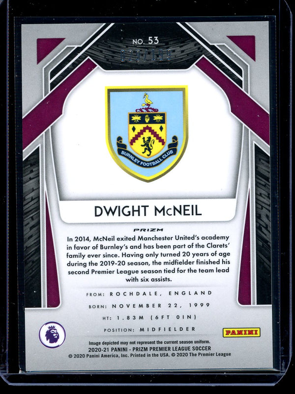 Dwight McNeil 2020-21 Panini Prizm Premier League Blue Prizm 029/199