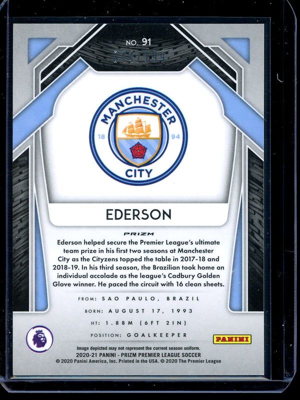 Ederson 2020-21 Panini Prizm Premier League Blue Prizm 044/199