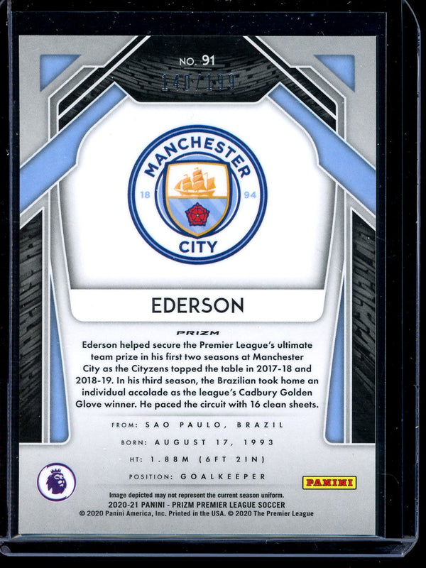 Ederson 2020-21 Panini Prizm Premier League Blue Prizm 140/199