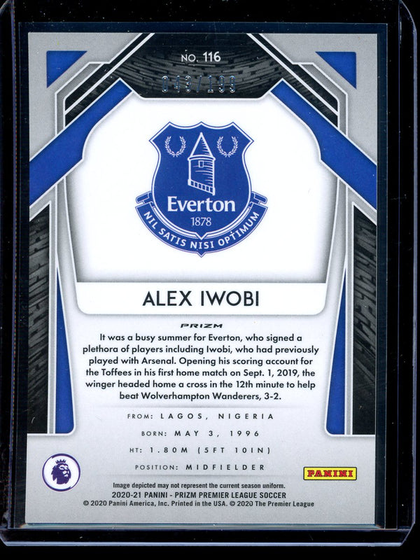 Alex Iwobi 2020-21 Panini Prizm Premier League Blue Prizm 043/199