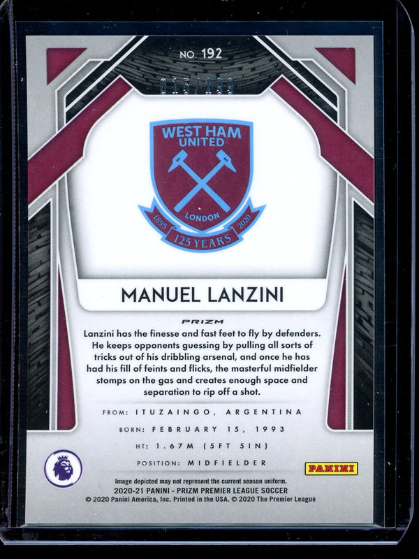 Manuel Lanzini 2020-21 Panini Prizm Premier League Blue Prizm 015/199