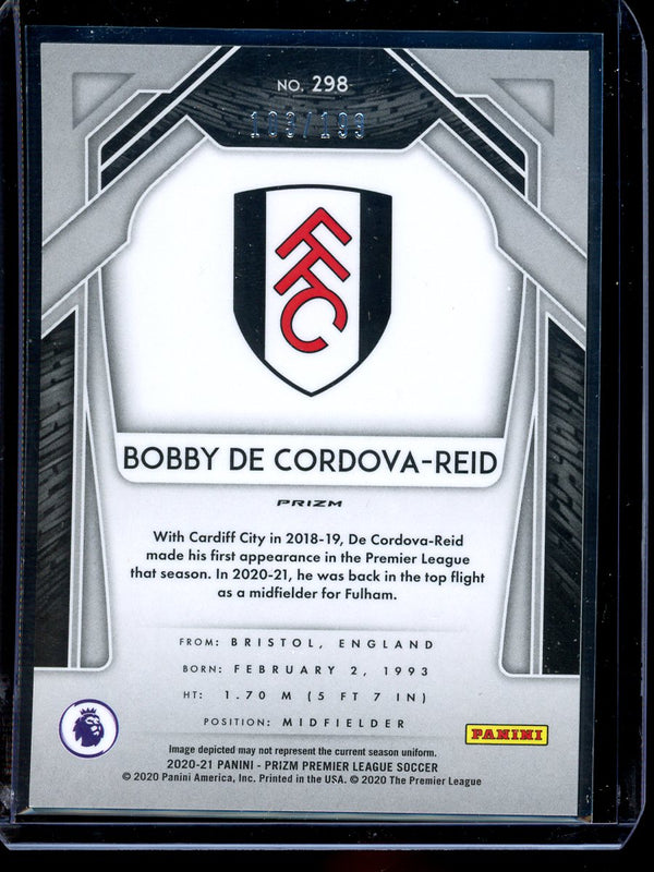 Bobby De Cordova-Reid 2020-21 Panini Prizm Premier League Blue Prizm 103/199