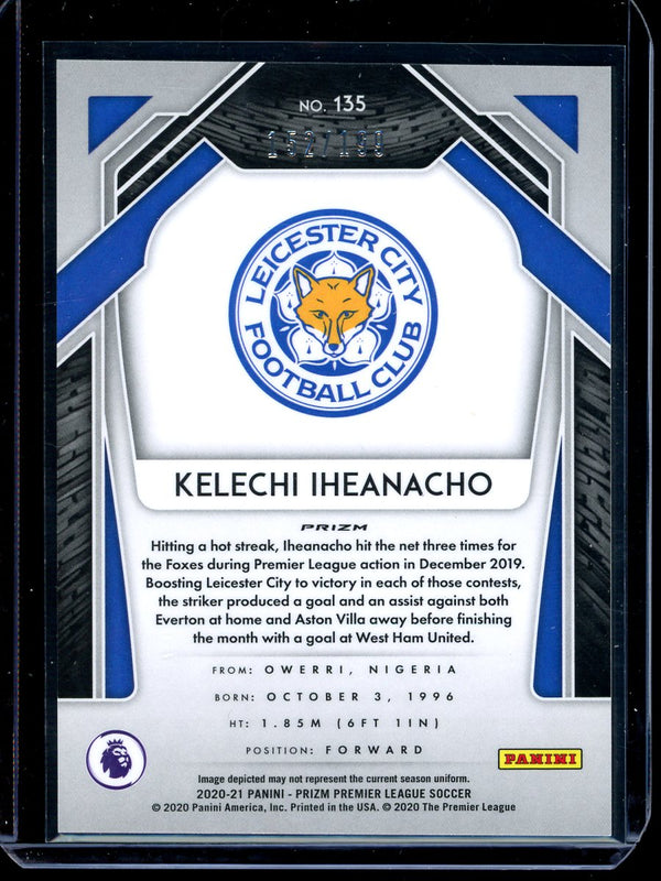 Kelechi Iheanacho 2020-21 Panini Prizm Premier League Blue Prizm 152/199