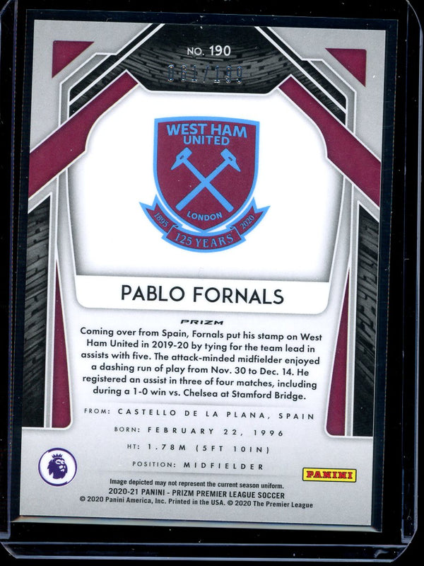 Pablo Fornals 2020-21 Panini Prizm Premier League Blue Prizm 061/199