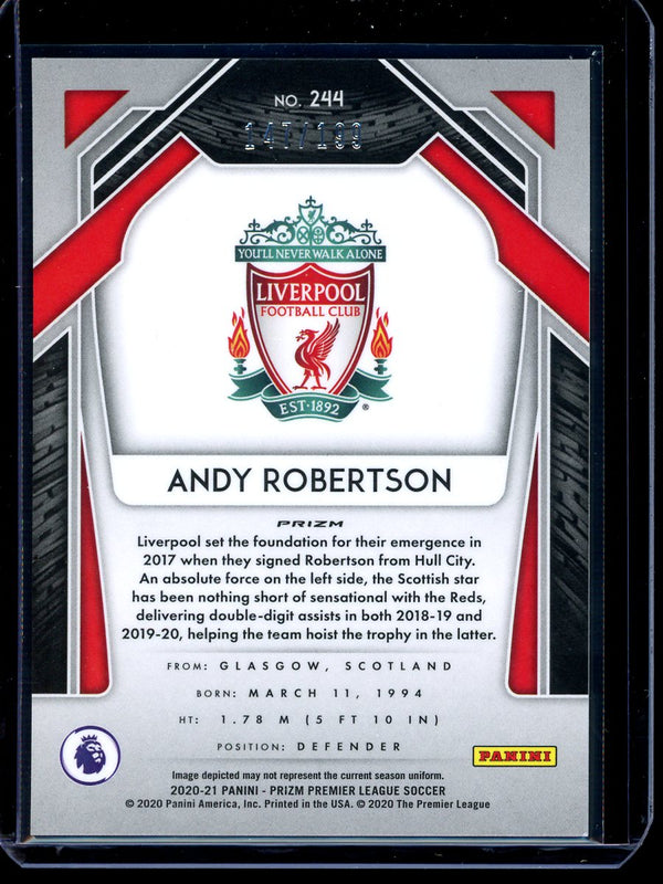 Andy Robertson 2020-21 Panini Prizm Premier League Blue Prizm 147/199