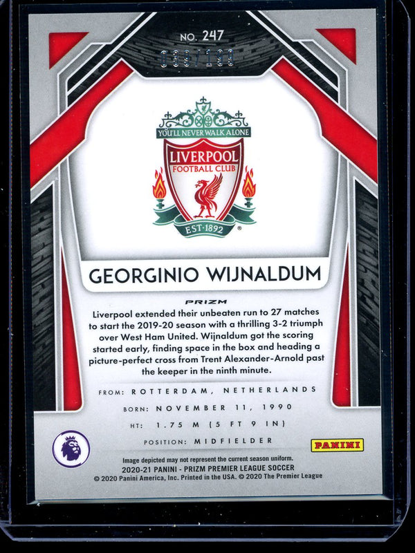 Georginio Wijnaldum 2020-21 Panini Prizm Premier League Blue Prizm 039/199