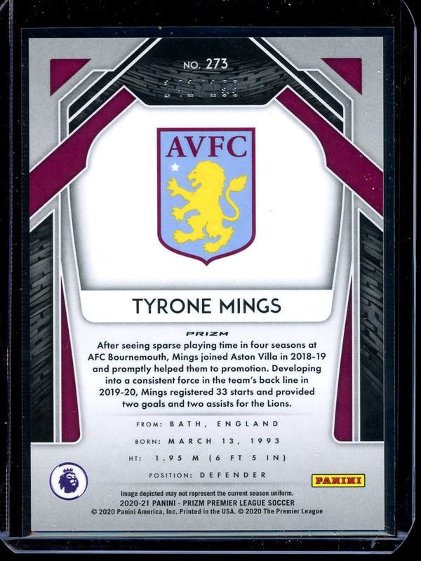 Tyrone Mings 2020-21 Panini Prizm Premier League Blue Prizm 141/199