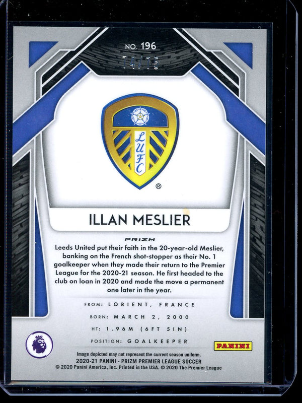 Illan Meslier 2020-21 Panini Prizm Premier League Blue Cracked Ice RC 74/75