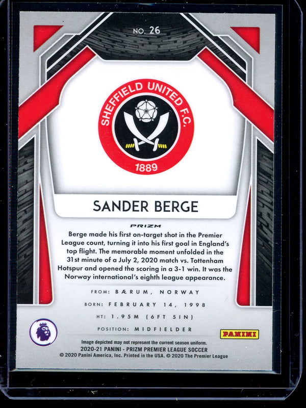 Sander Berge 2020-21 Panini Prizm Premier League Hyper Prizm RC