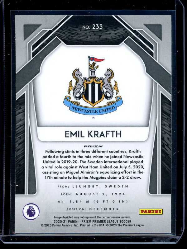 Emil Krafth 2020-21 Panini Prizm Premier League Silver Prizm RC