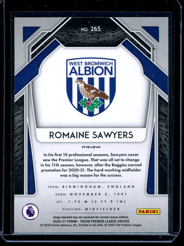 Romaine Sawyers 2020-21 Panini Prizm Premier League Silver Prizm RC