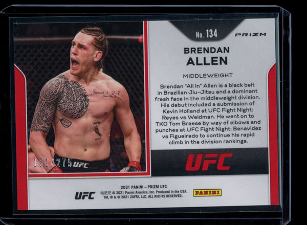 Brendan Allen 2021 Panini Prizm UFC Red Prizm RC 151/275