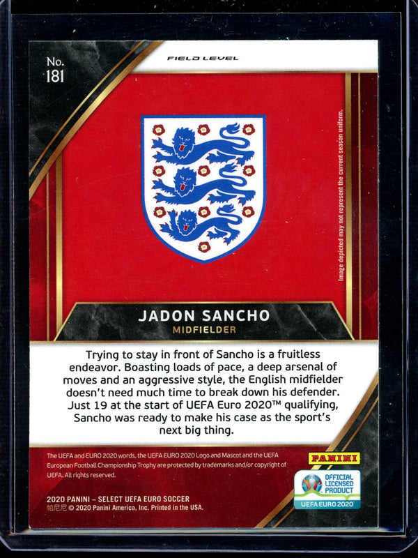 Jadon Sancho 2020 Panini Select Euro Soccer Field Level