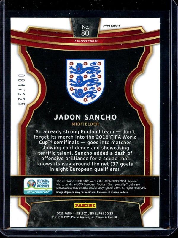 Jadon Sancho 2020 Panini Select Euro Soccer Terrace Blue 084/225