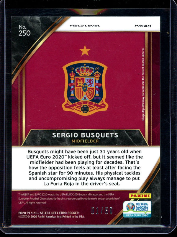 Sergio Busquets 2020 Panini Select Euro Soccer Field Level White 01/60