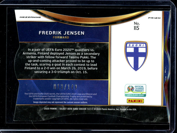 Fredrik Jensen 2020 Panini Select Euro Soccer Mezzanine Neon Green RC 013/149