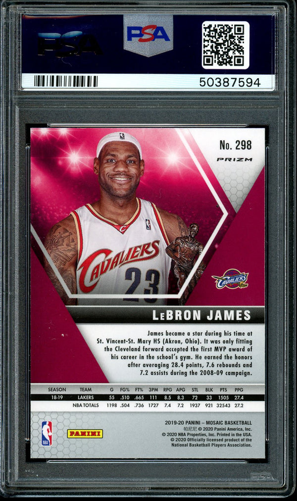 Lebron James 2019-20 Panini Mosaic Silver Prizm PSA 10