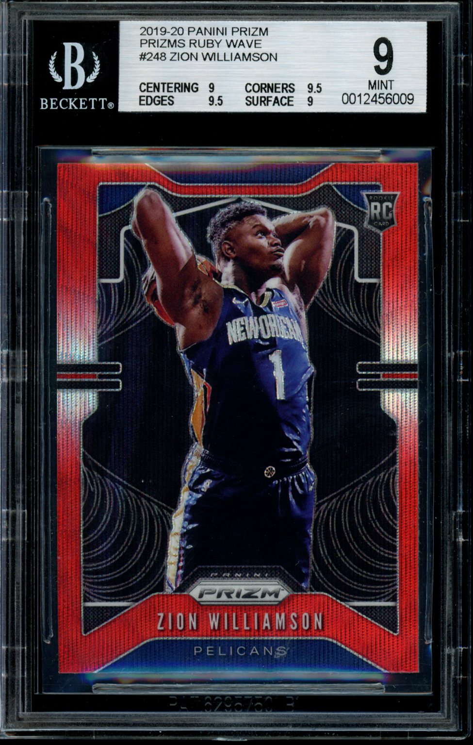 Zion Williamson 2019-20 Panini Prizm Ruby Wave RC BGS 9