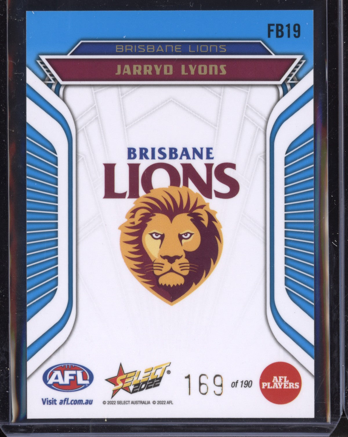 Jarryd Lyons 2022 Select Footy Stars Fractured - Artic Blue 169/190