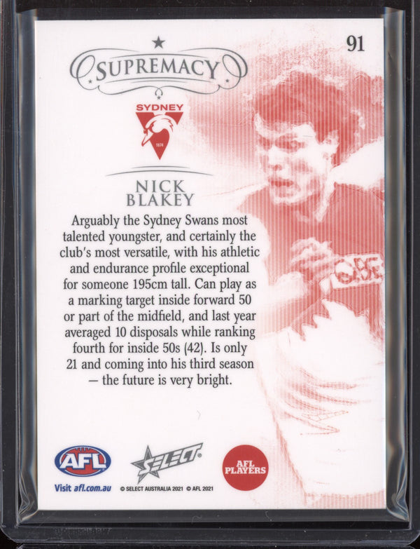 Nick Blakey 2021 AFL Select Supremacy  Base Card - Silver 80/135