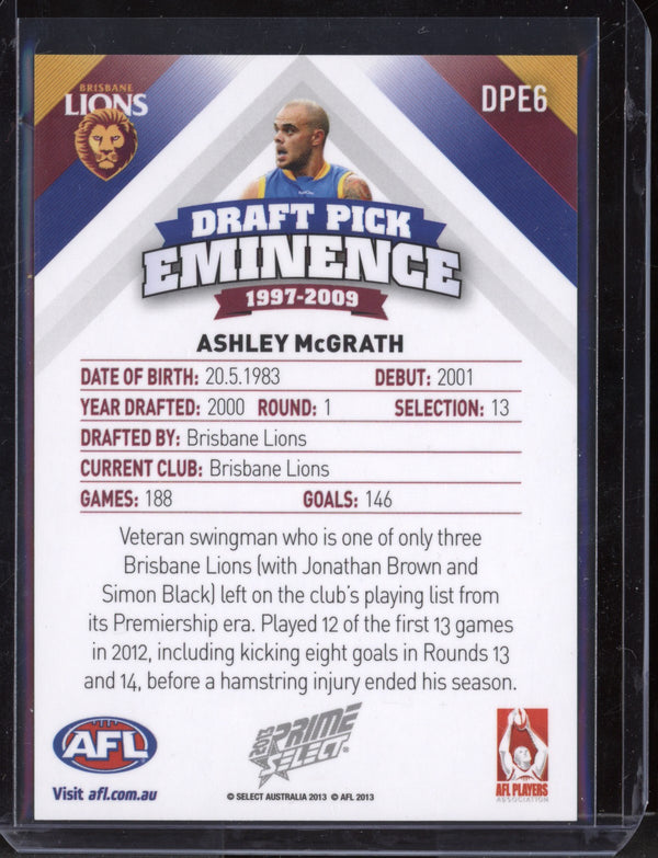 Ashley McGrath 2013 AFL Select Prime Draft Pick Eminence