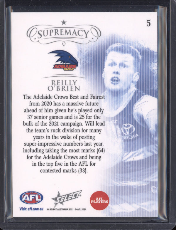 Reilly O'Brien 2021 AFL Select Supremacy  Base Card - Silver 128/135