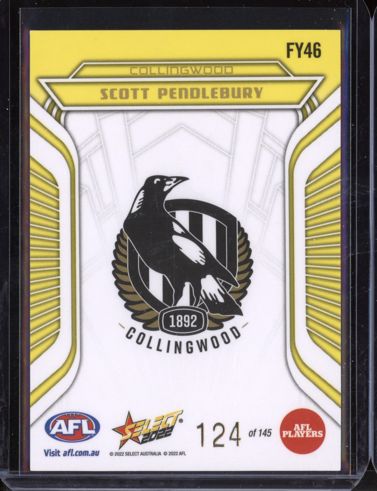 Scott Pendlebury 2022 Select Footy Stars Fractured - Acid  Yellow 124/145