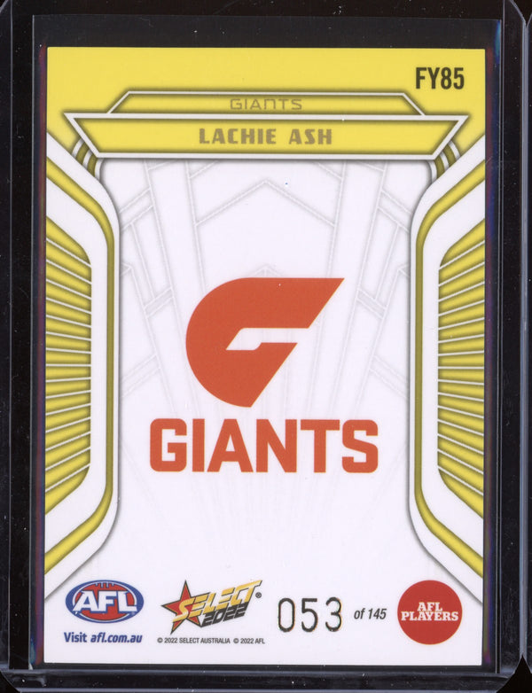 Lachie Ash 2022 Select Footy Stars Fractured - Acid  Yellow 53/145