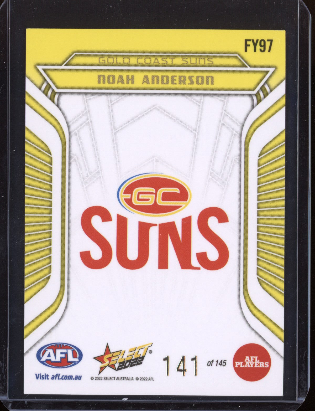 Noah Anderson 2022 Select Footy Stars Fractured - Acid  Yellow 141/145