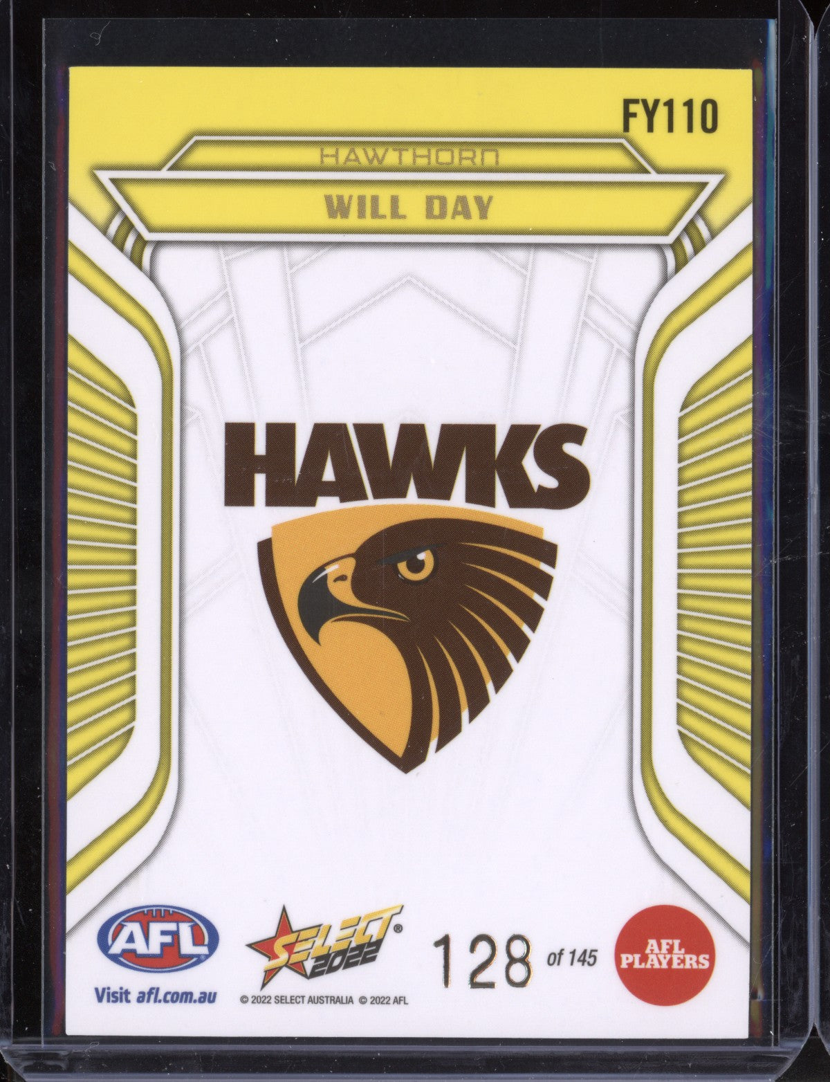 Will Day 2022 Select Footy Stars Fractured - Acid  Yellow 128/145