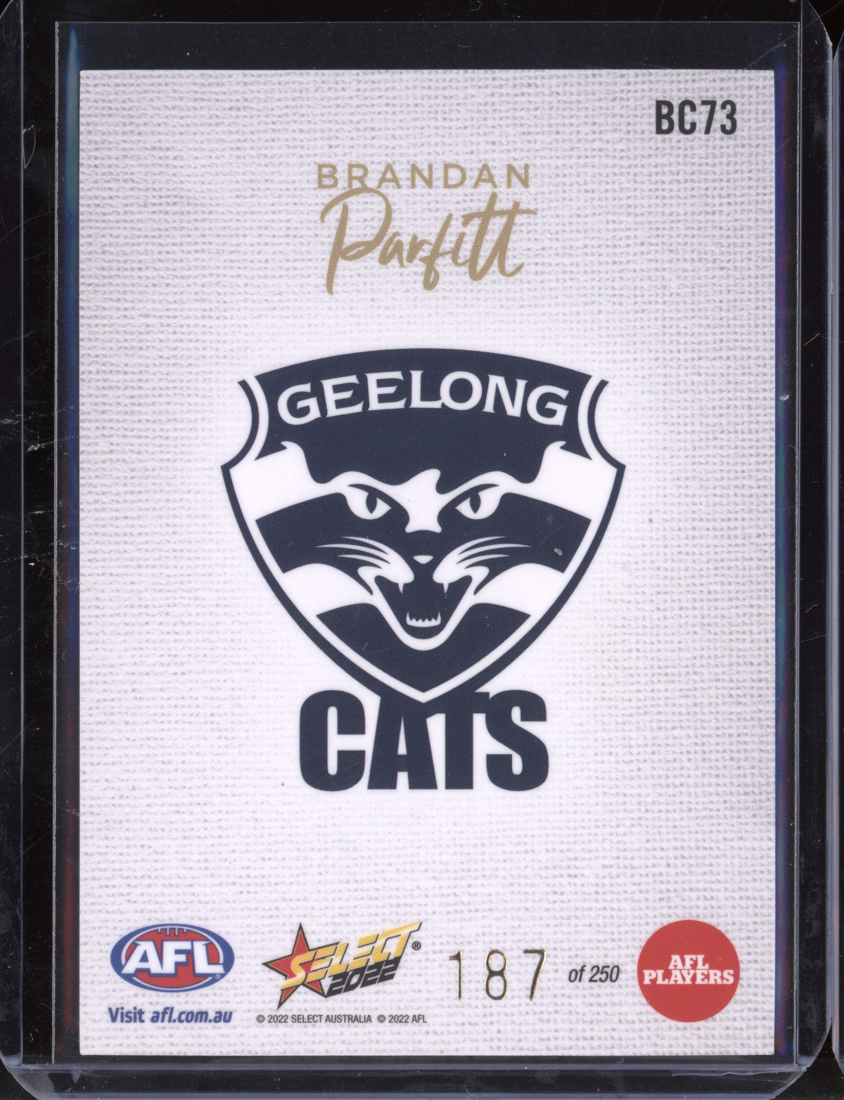 Brandan Parfitt 2022 Select Footy Stars Blank Canvas 187/250