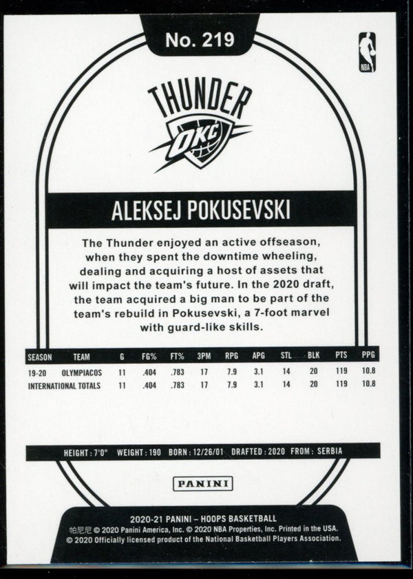 Aleksej Pokusevski 2020-21 Panini Hoops RC